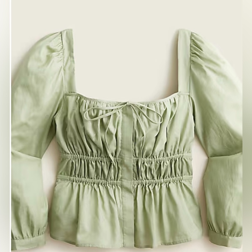 J Crew Cinched-waist top in herringbone cotton size 8